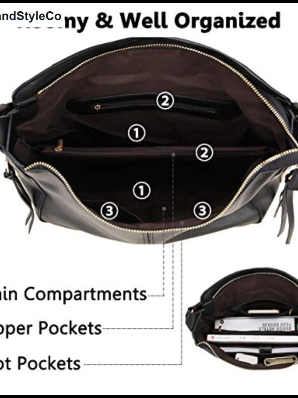 Faux Leather Hobo Shoulder Bag Fits 10.9